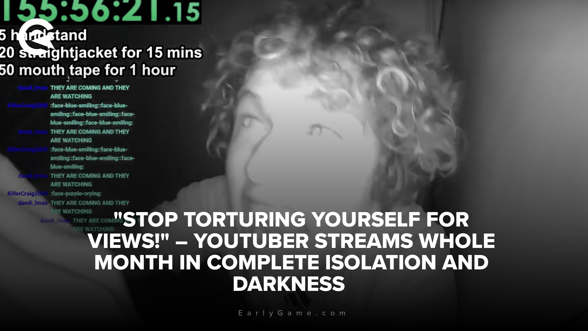 “Stop torturing yourself for views!” – YouTuber streams a whole month in complete isolation and  darkness