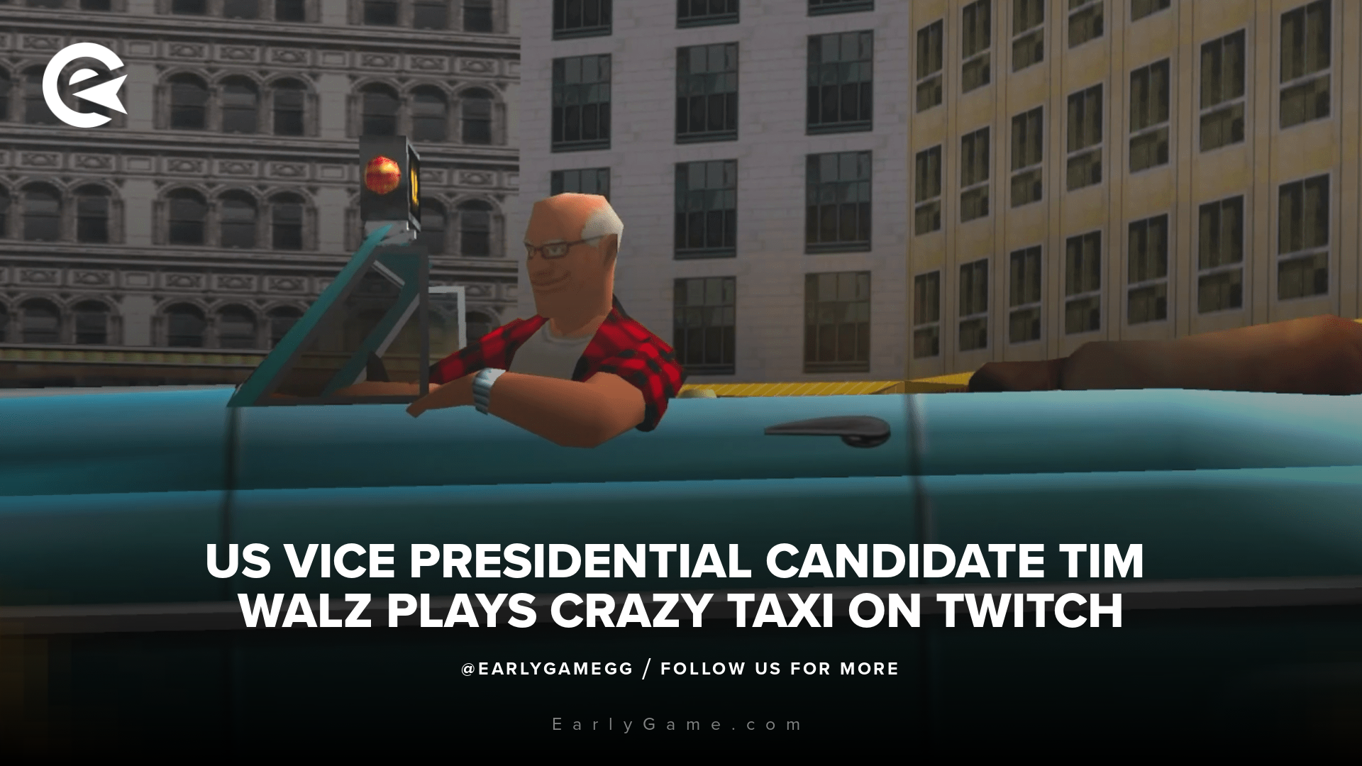 US vice presidential candidate Tim Walz plays Crazy Taxi on Twitch