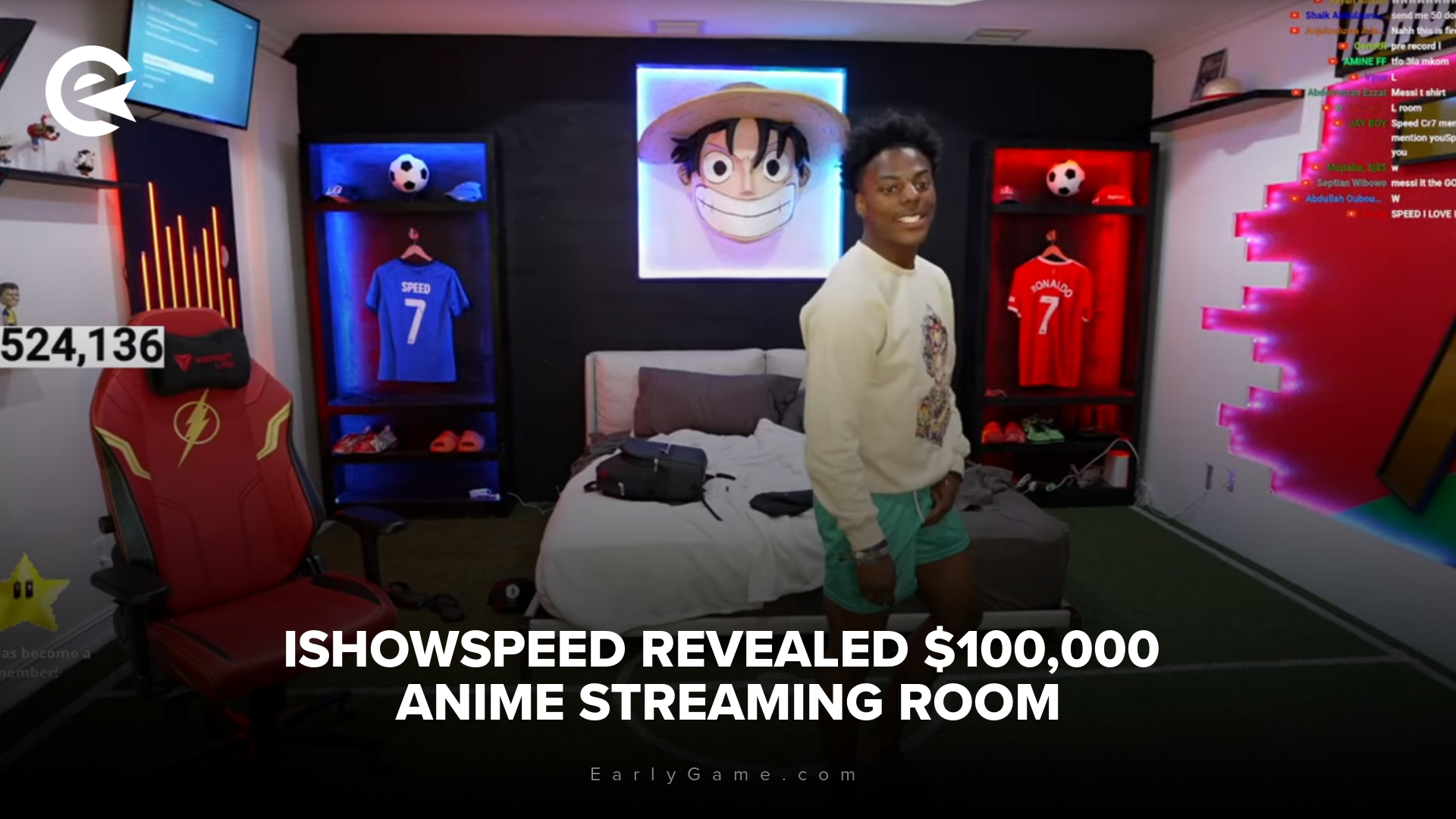 iShowSpeed revealed $100,000 anime streaming room