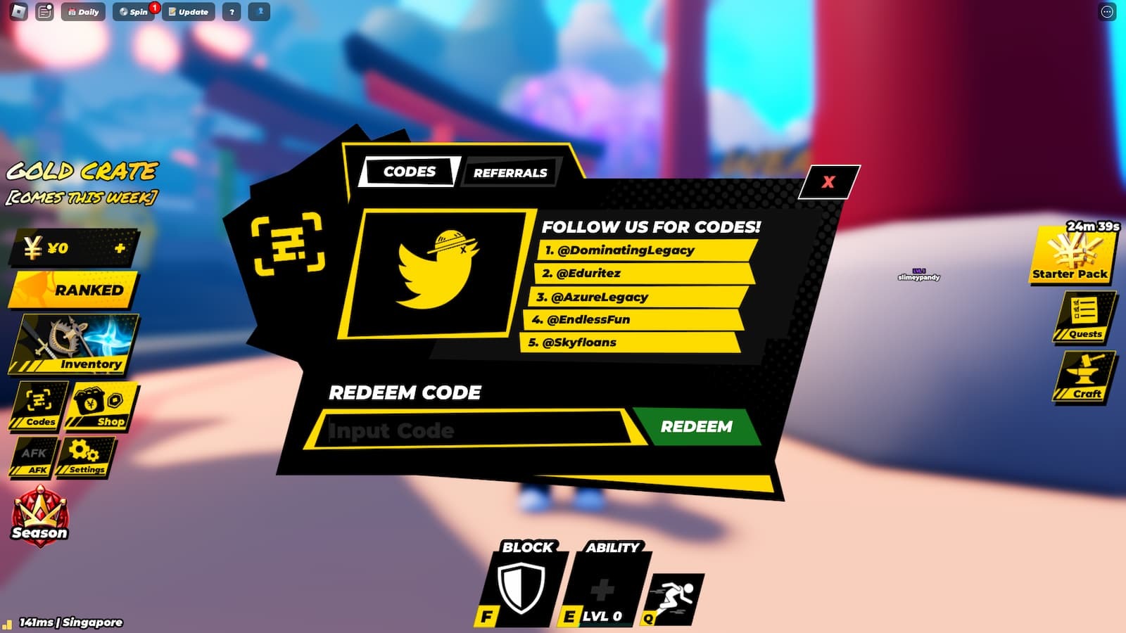 Anime Ball how to redeem codes