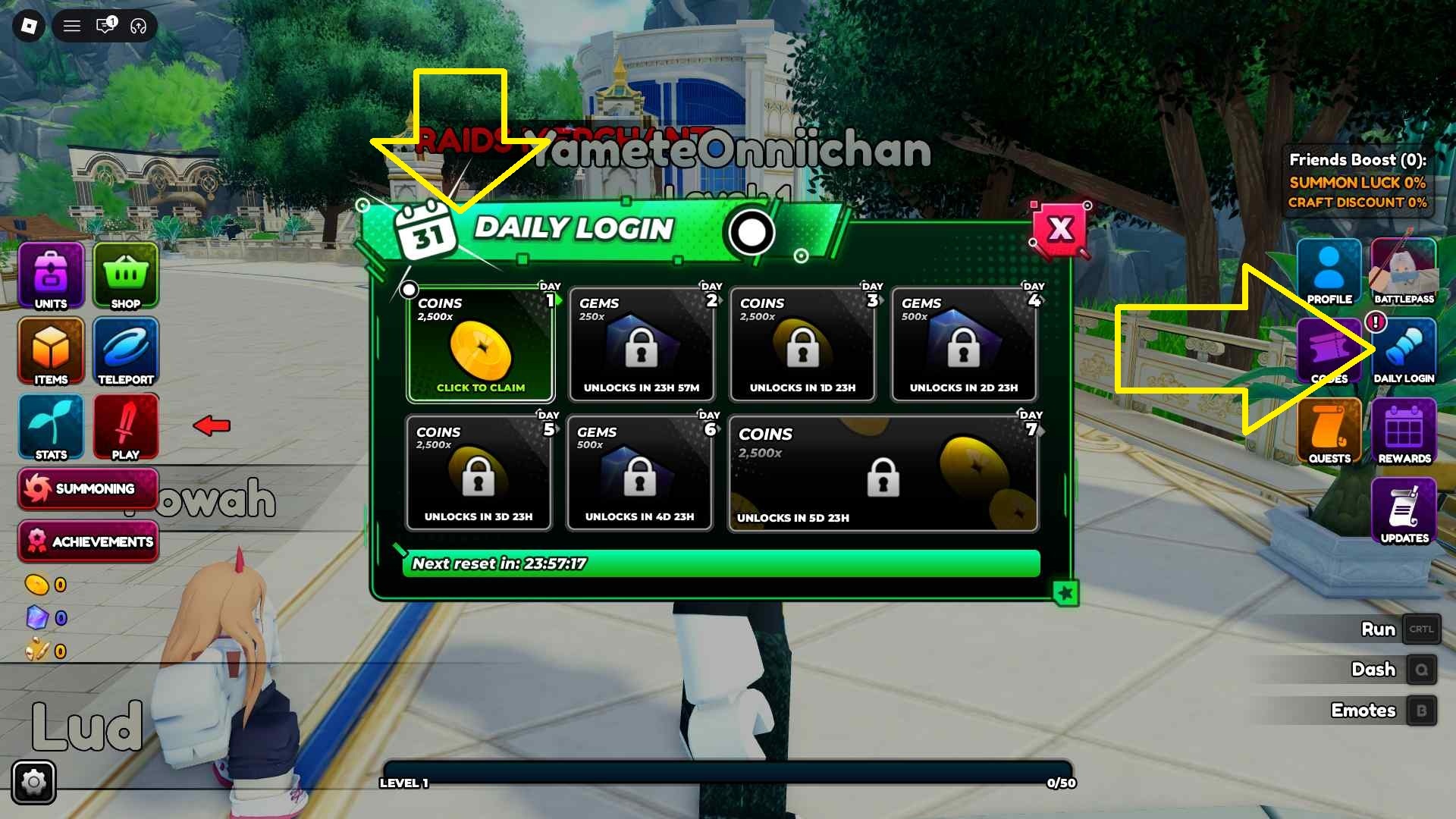 Anime Overseer Daily Rewards