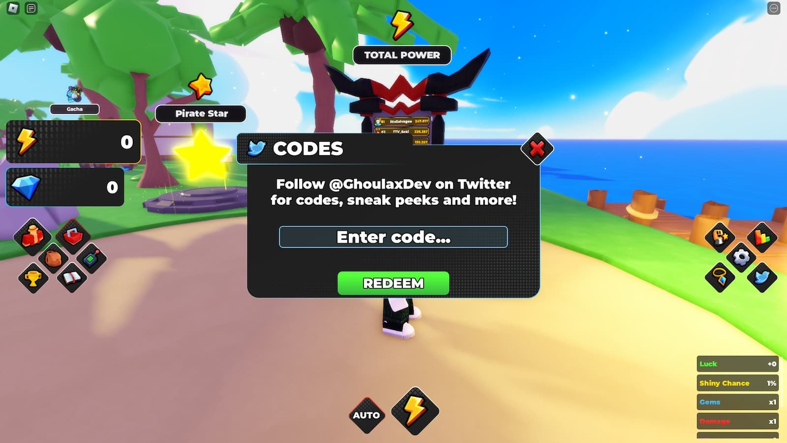 Anime Power Evolution how to redeem codes