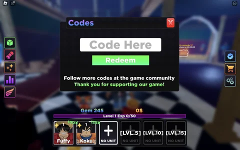 Anime Rangers redeem codes