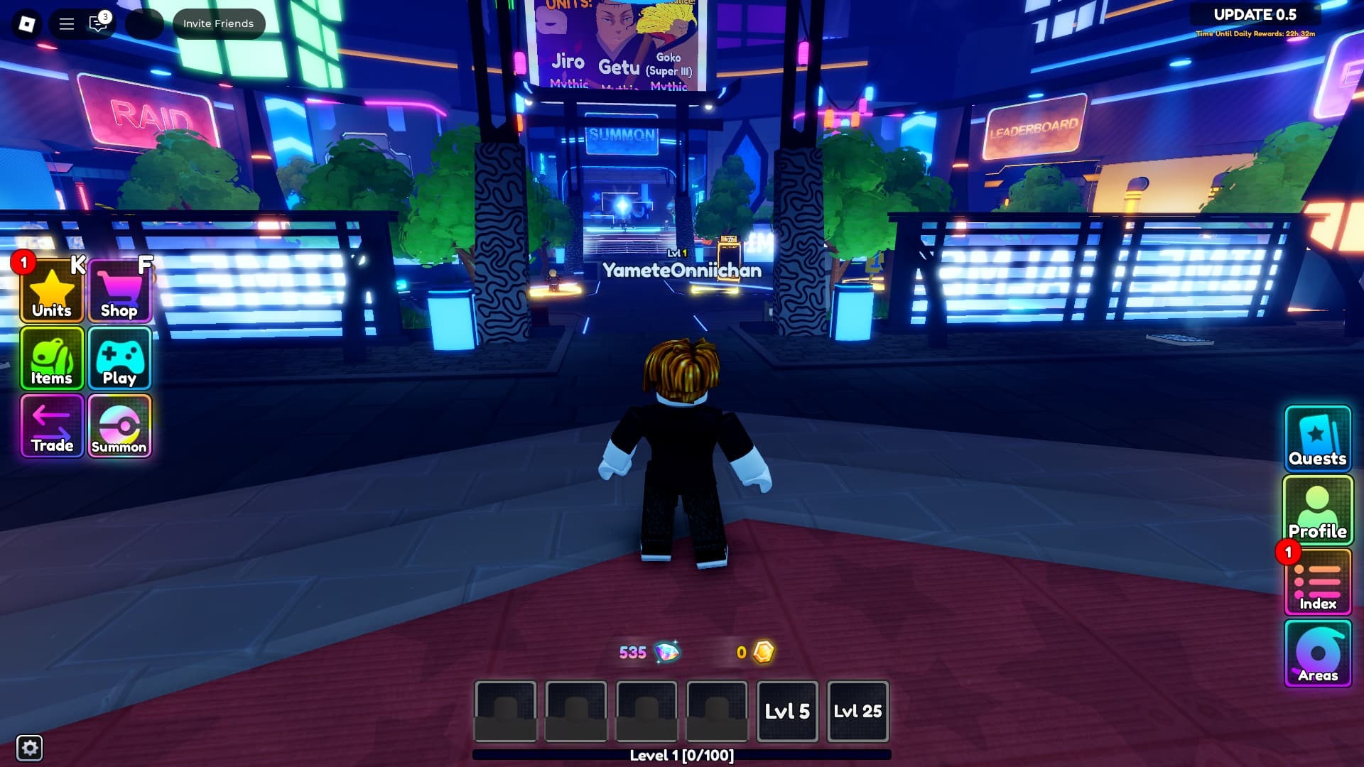 Anime Realms main menu
