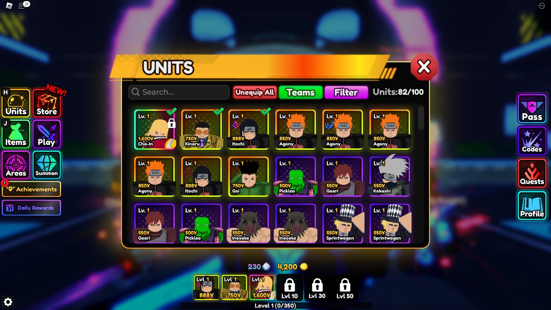 Anime Vanguard All Units