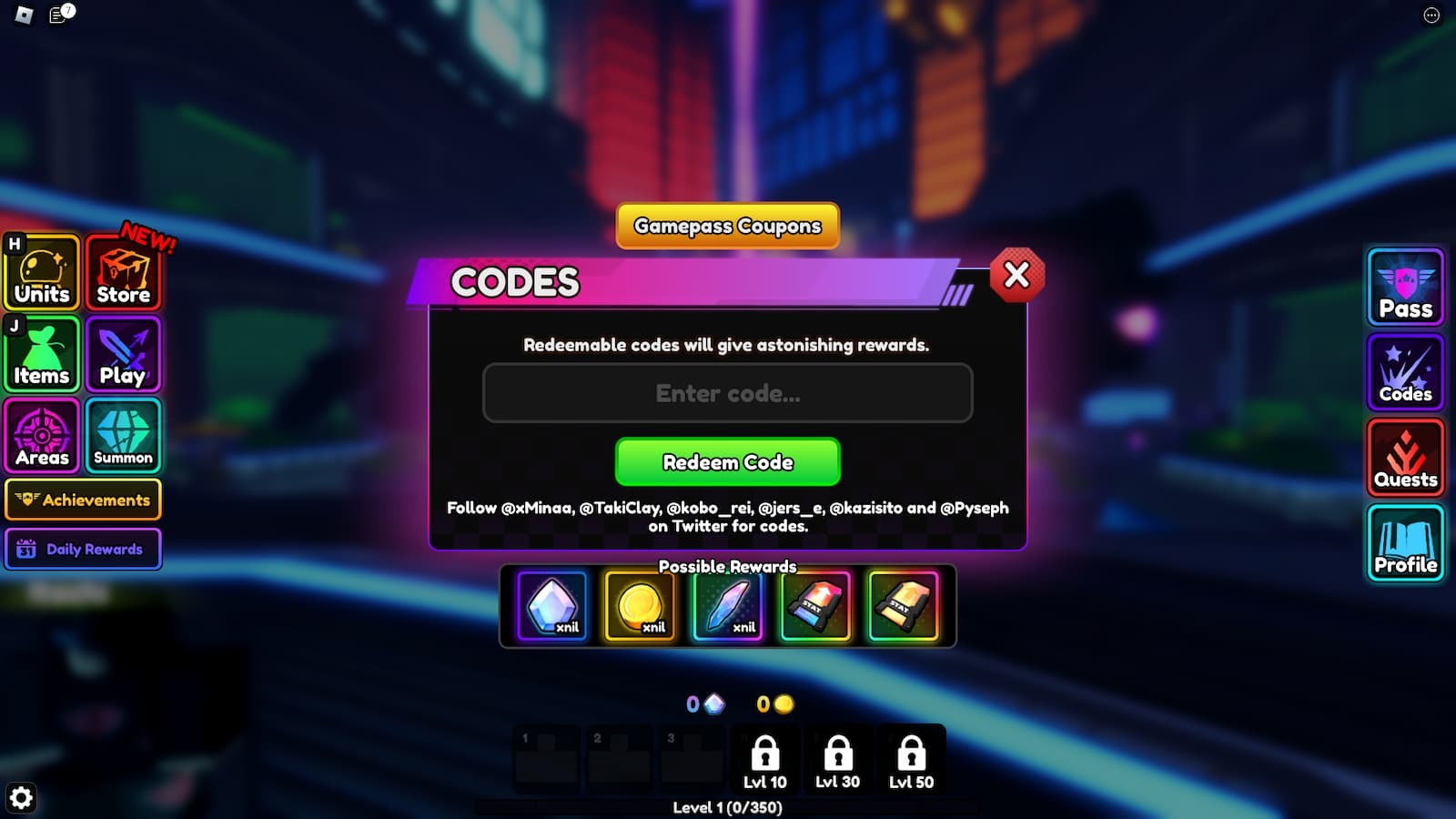 Anime Vanguards how to redeem codes