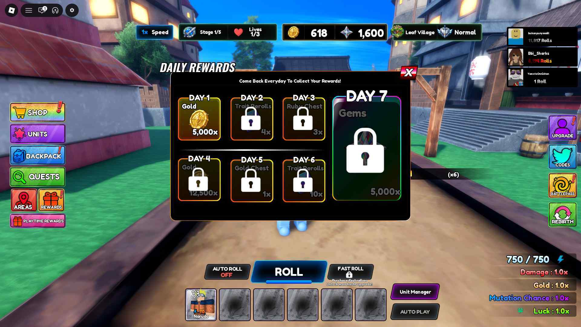 Anime War RNG Dailies