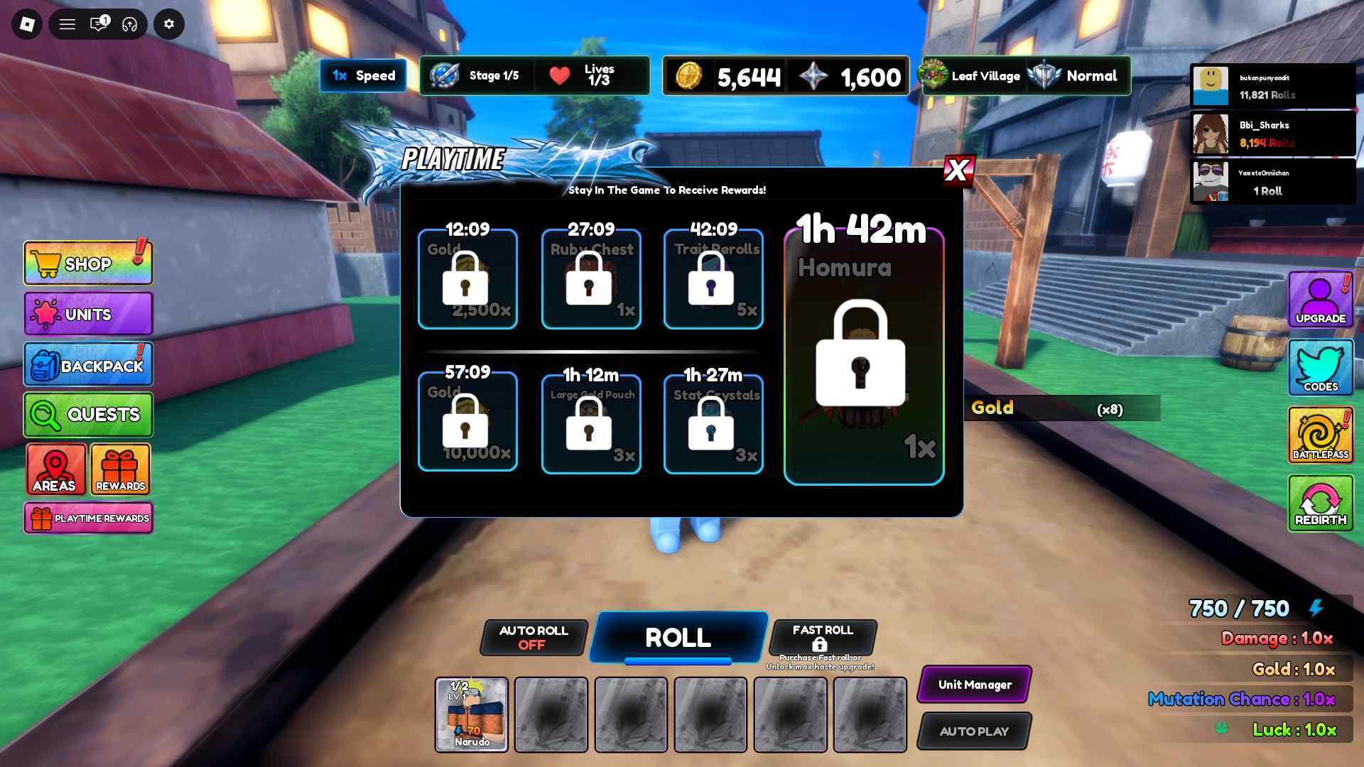 Anime War RNG Playtime Rewards