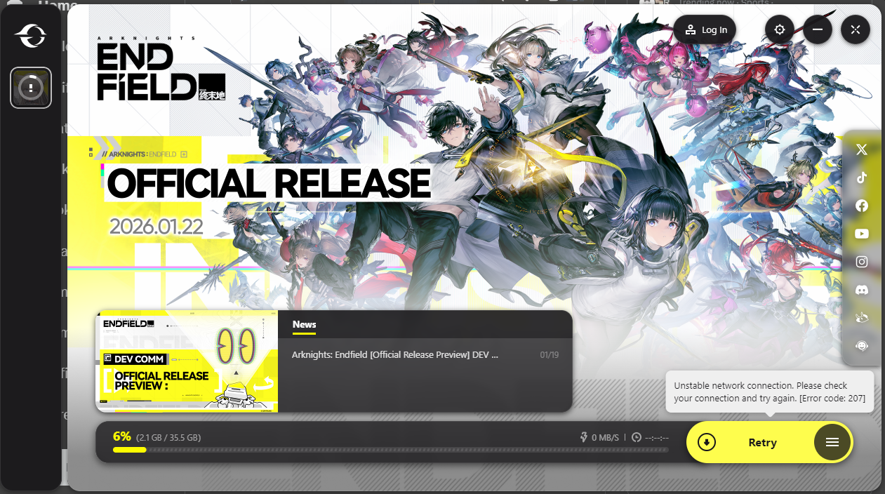 Arknights Endfield Download Error