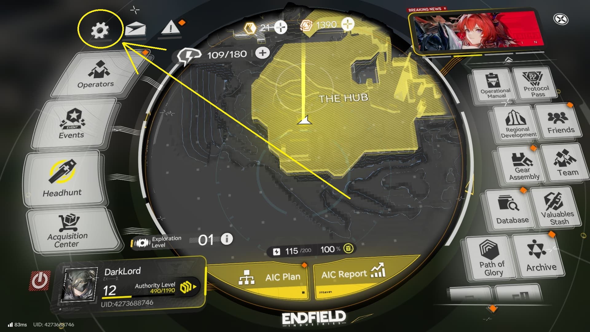 Arknights Endfield Menu