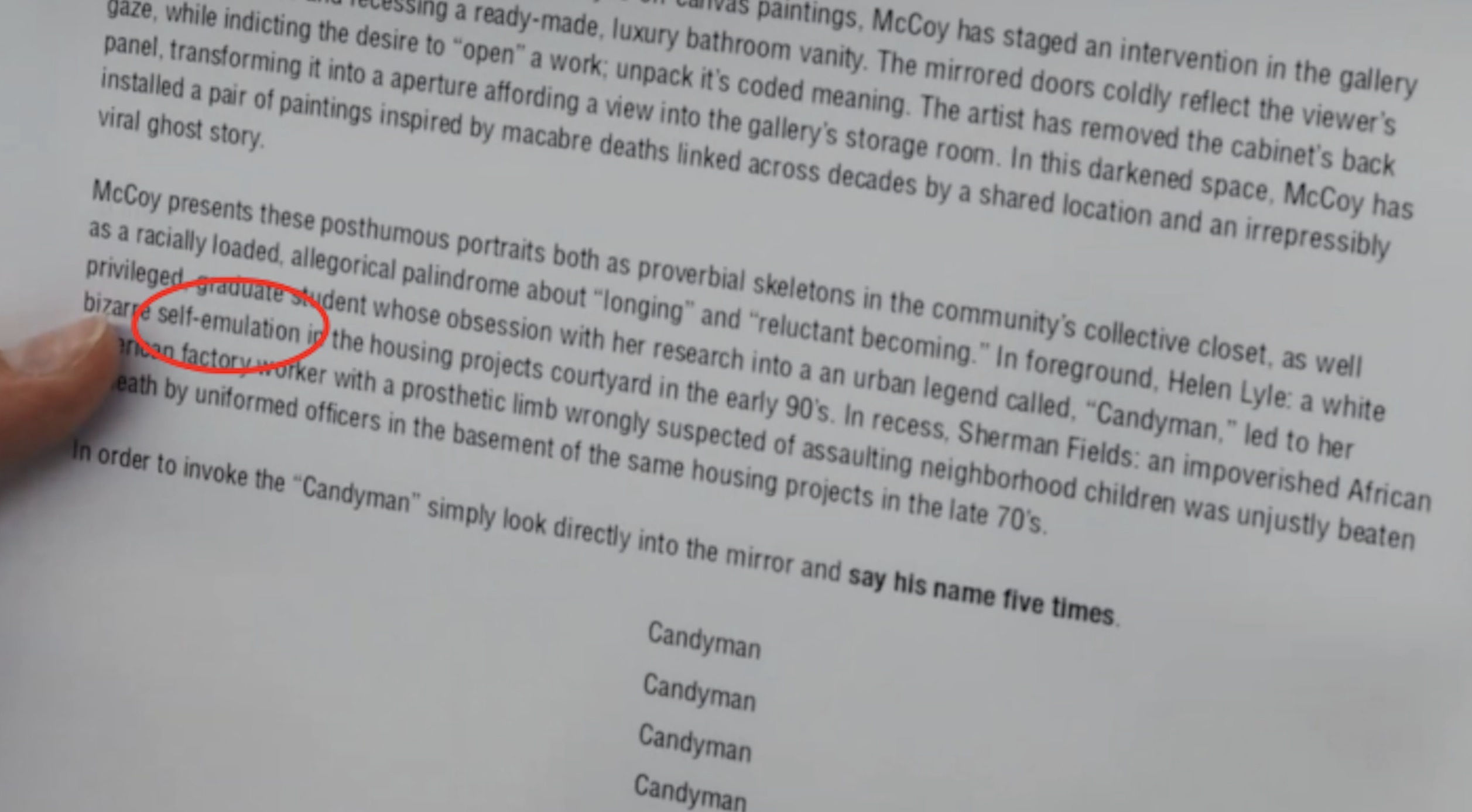 Art statement typo in Candyman