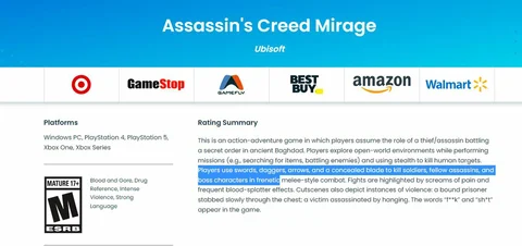 ESRB rating leaks story details about Assassin's Creed Mirage - Xfire