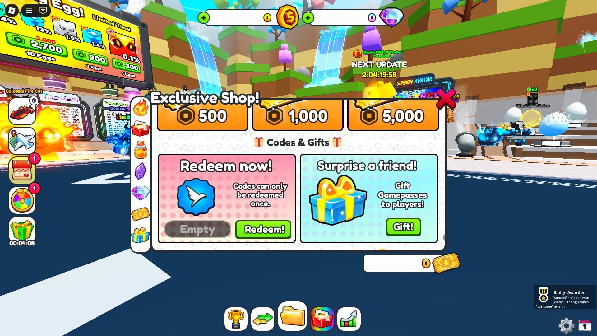 Avatar Fighting Simulator how to redeem codes
