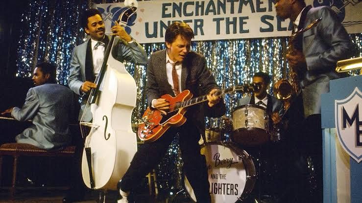 Back to the Future 1985 guitar scene