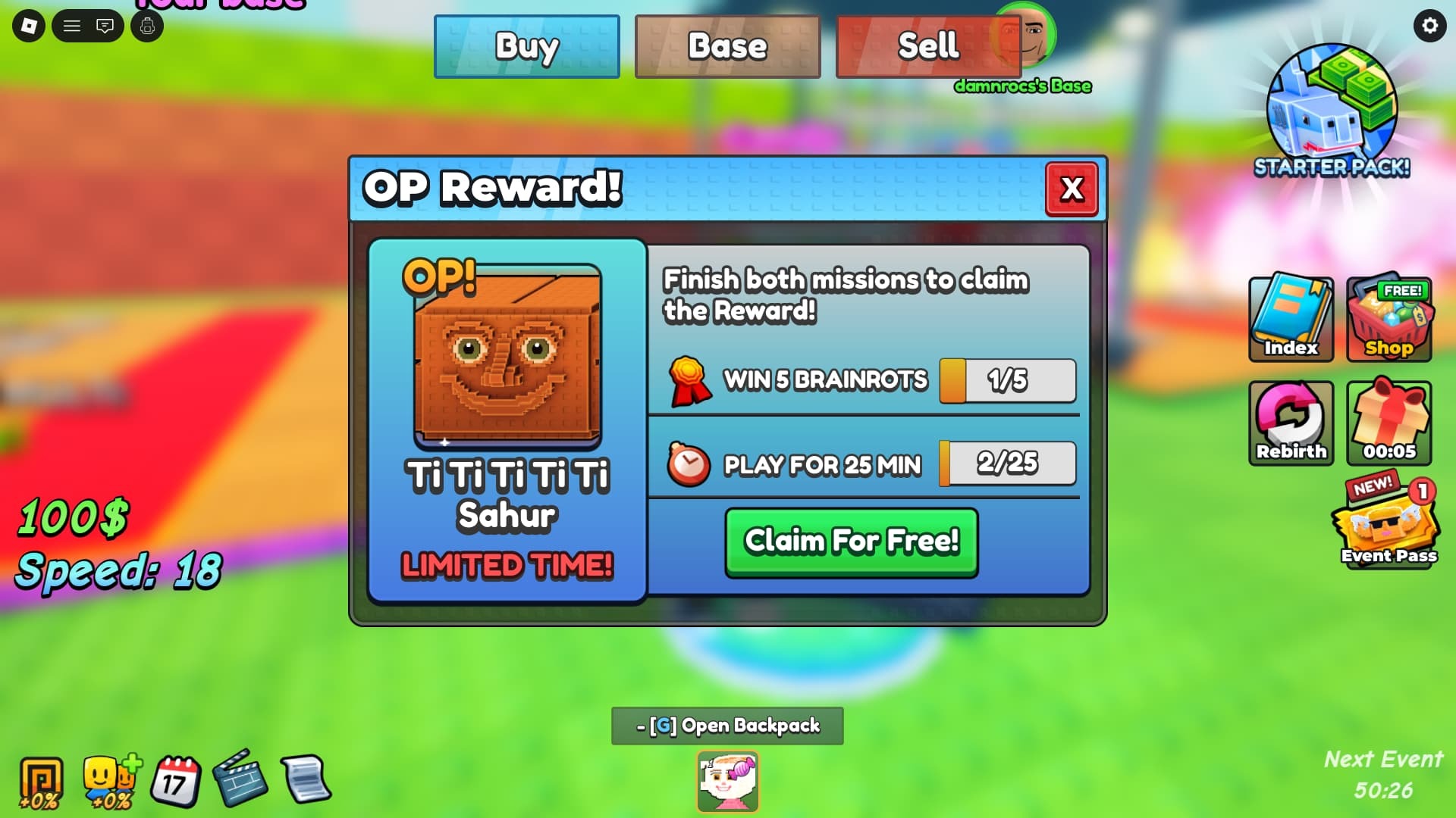 Be a Lucky Block OP Reward