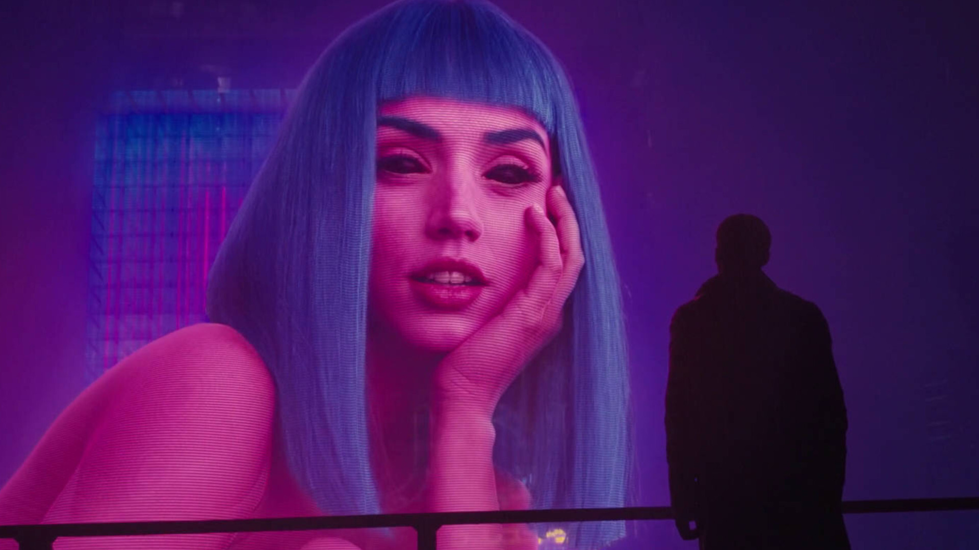 Blade Runner 2049 K and Joi in the Purple Neon Glow