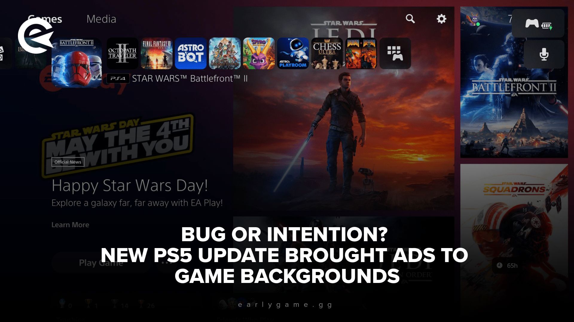 Bug or intention New PS5 update brought ads to game backgrounds