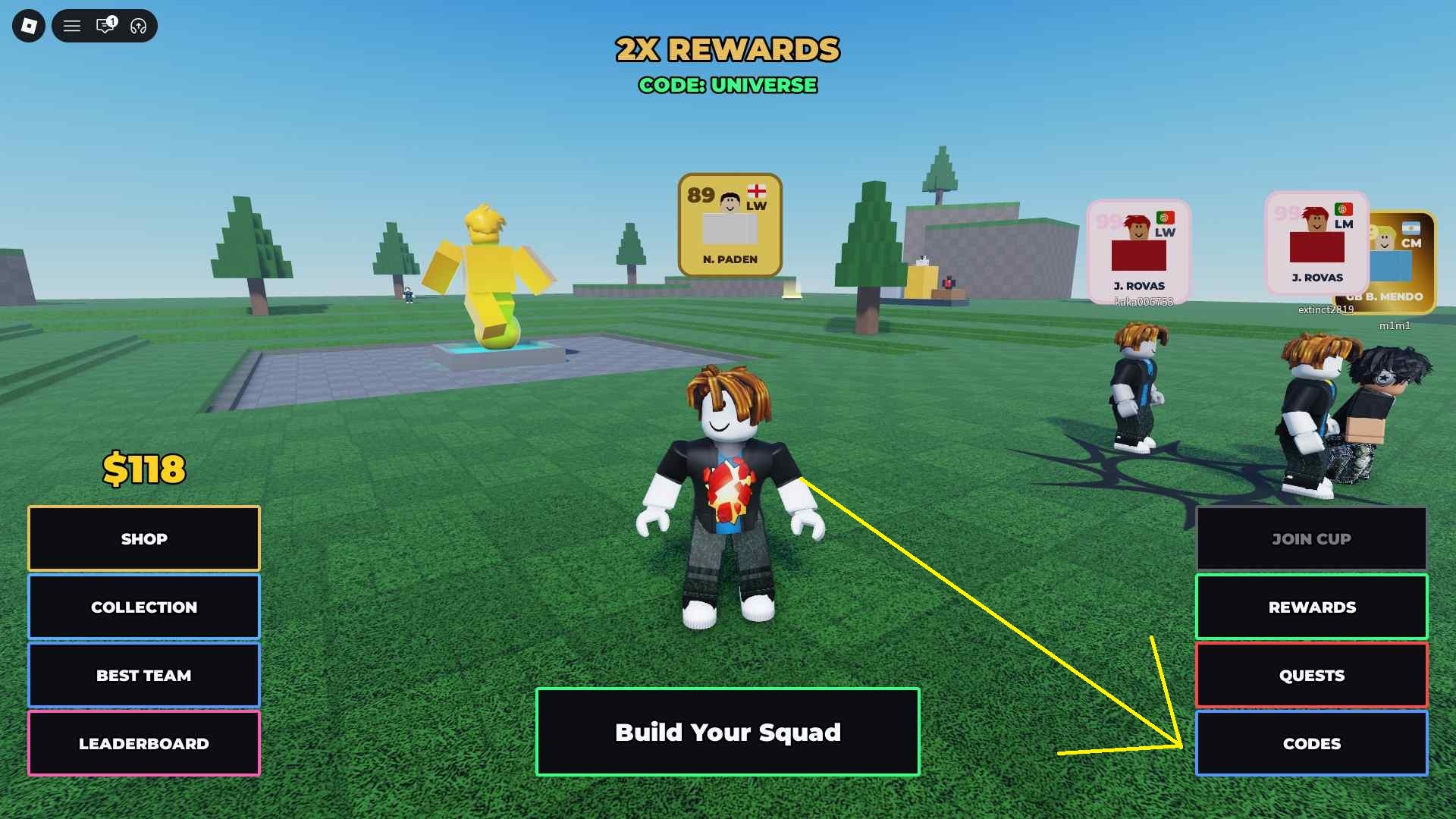 Build A Soccer Squad how to redeem codes 1
