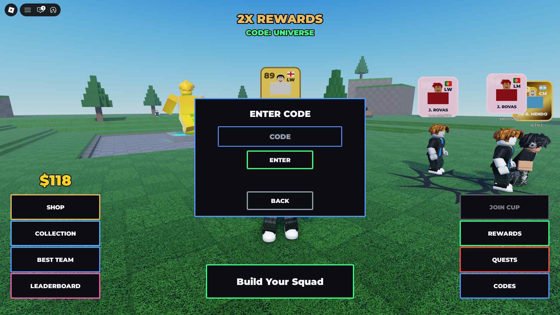 Build A Soccer Squad how to redeem codes 2