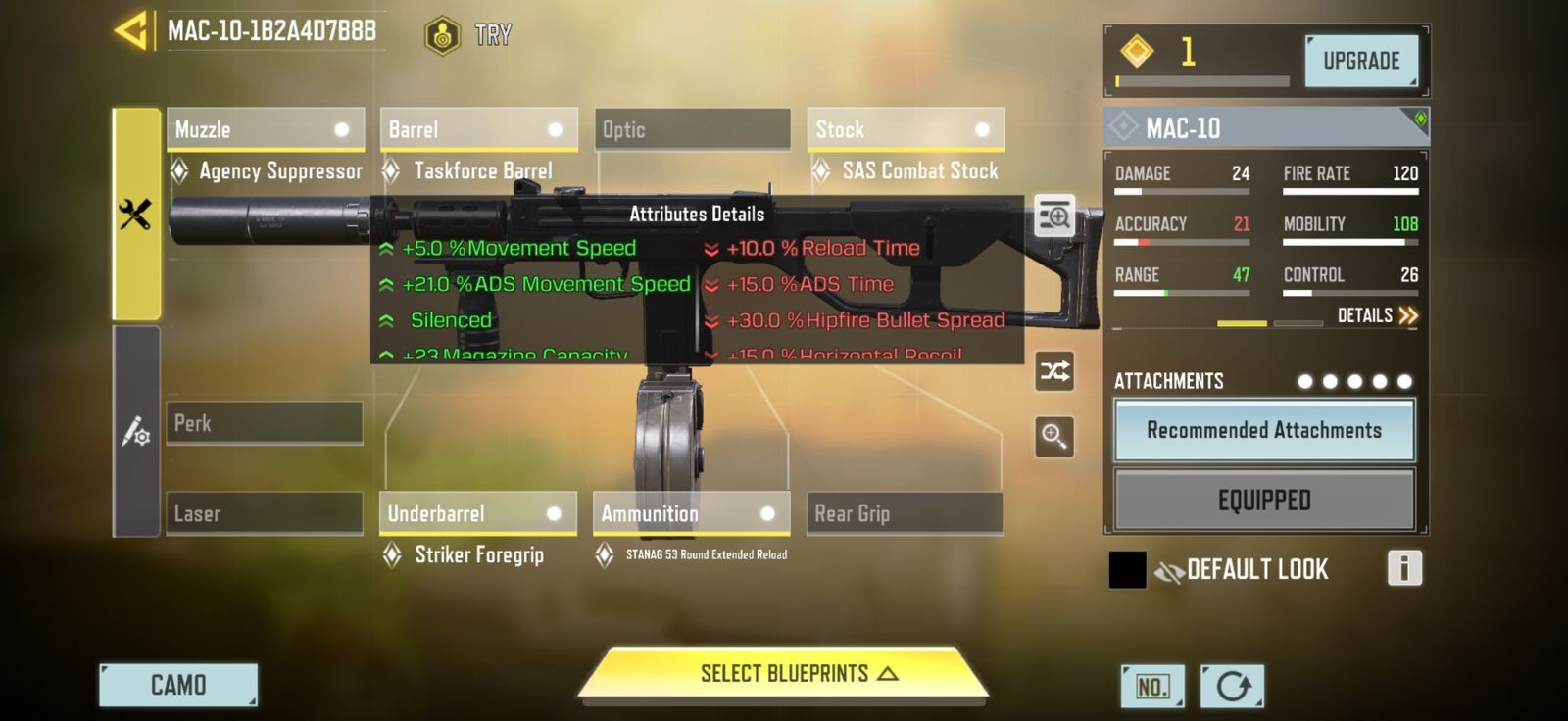 COD Mobile Mac 10 Best loadout Stats