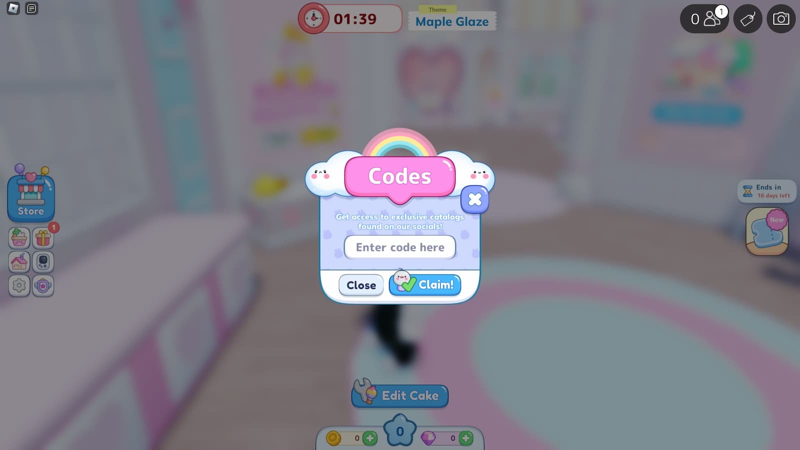 Cake Off how to redeem codes