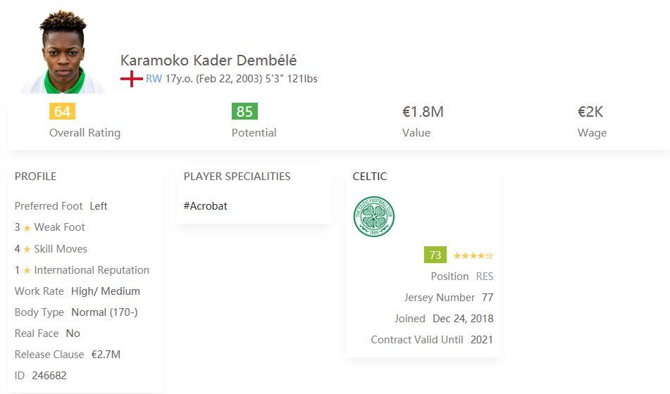 Cheap Striker FIFA 21 Karamoko Dembélé ENG