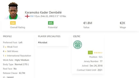 Cheap Striker FIFA 21 Karamoko Dembélé ENG