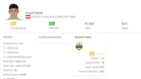 Cheap Striker FIFA 21 Yusuf Demir