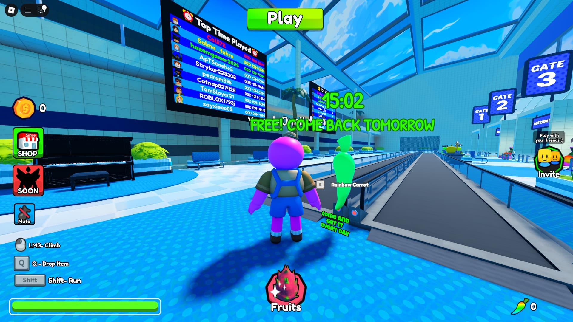 Cliff get free Rainbow Carrot