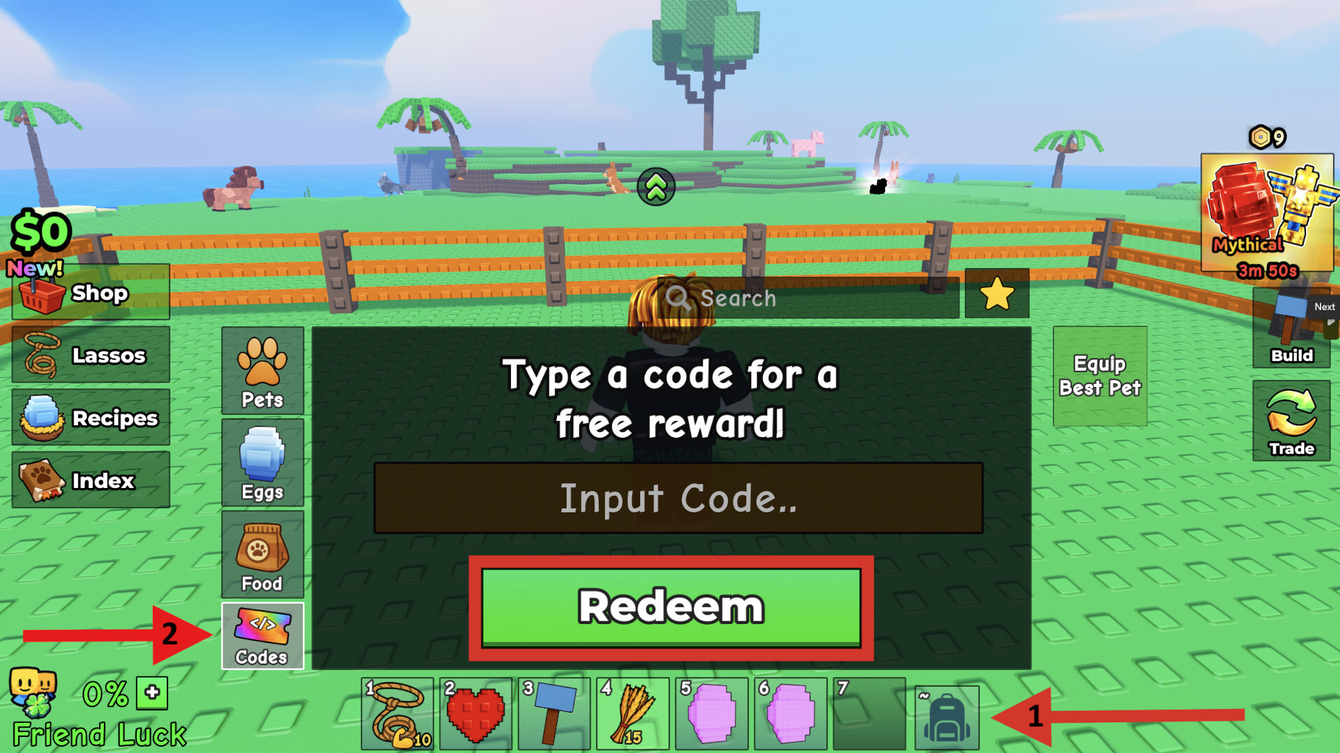 Code Redemption Catch and Tame