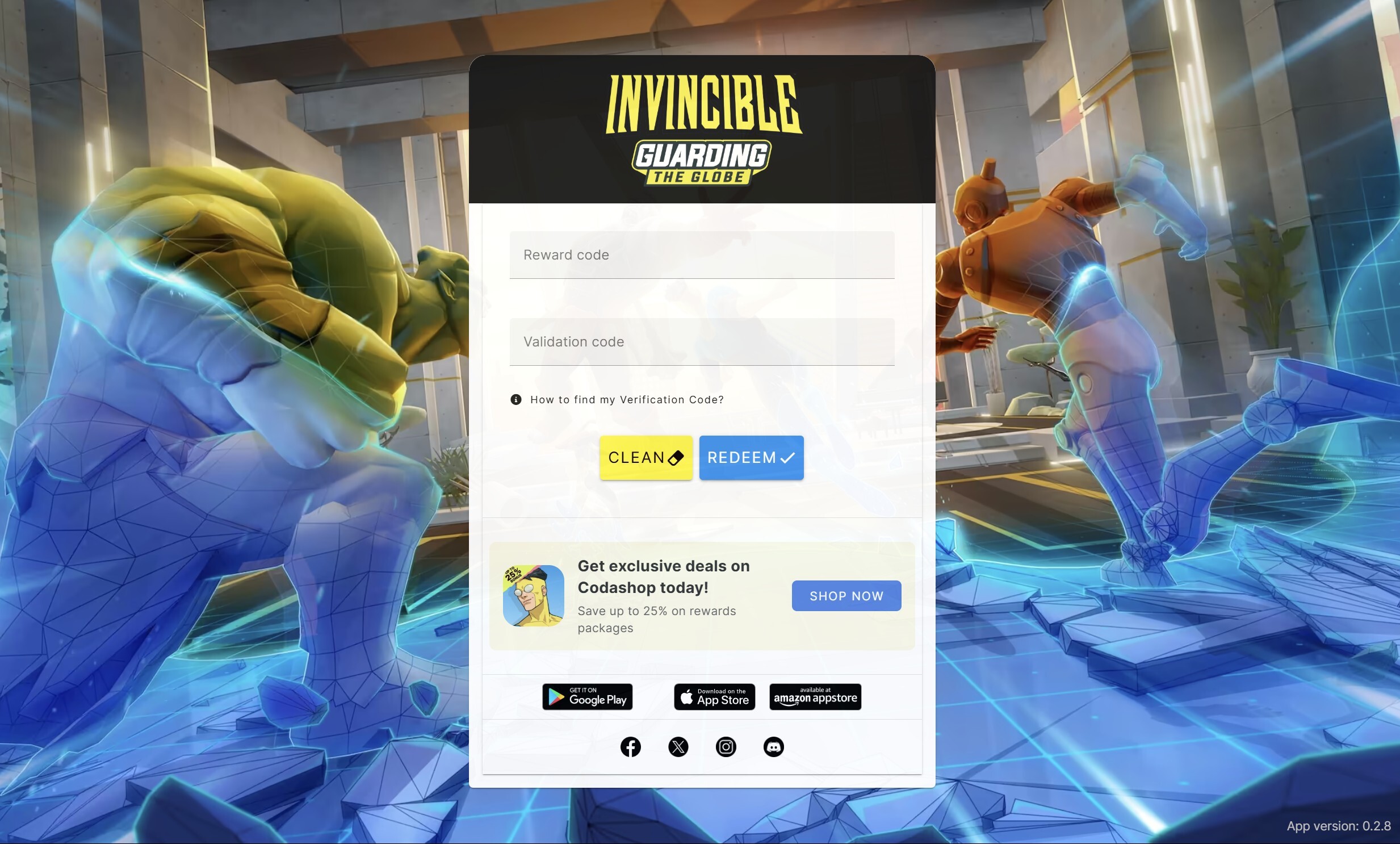 Code Redemption Menu Invincible Guarding The Globe