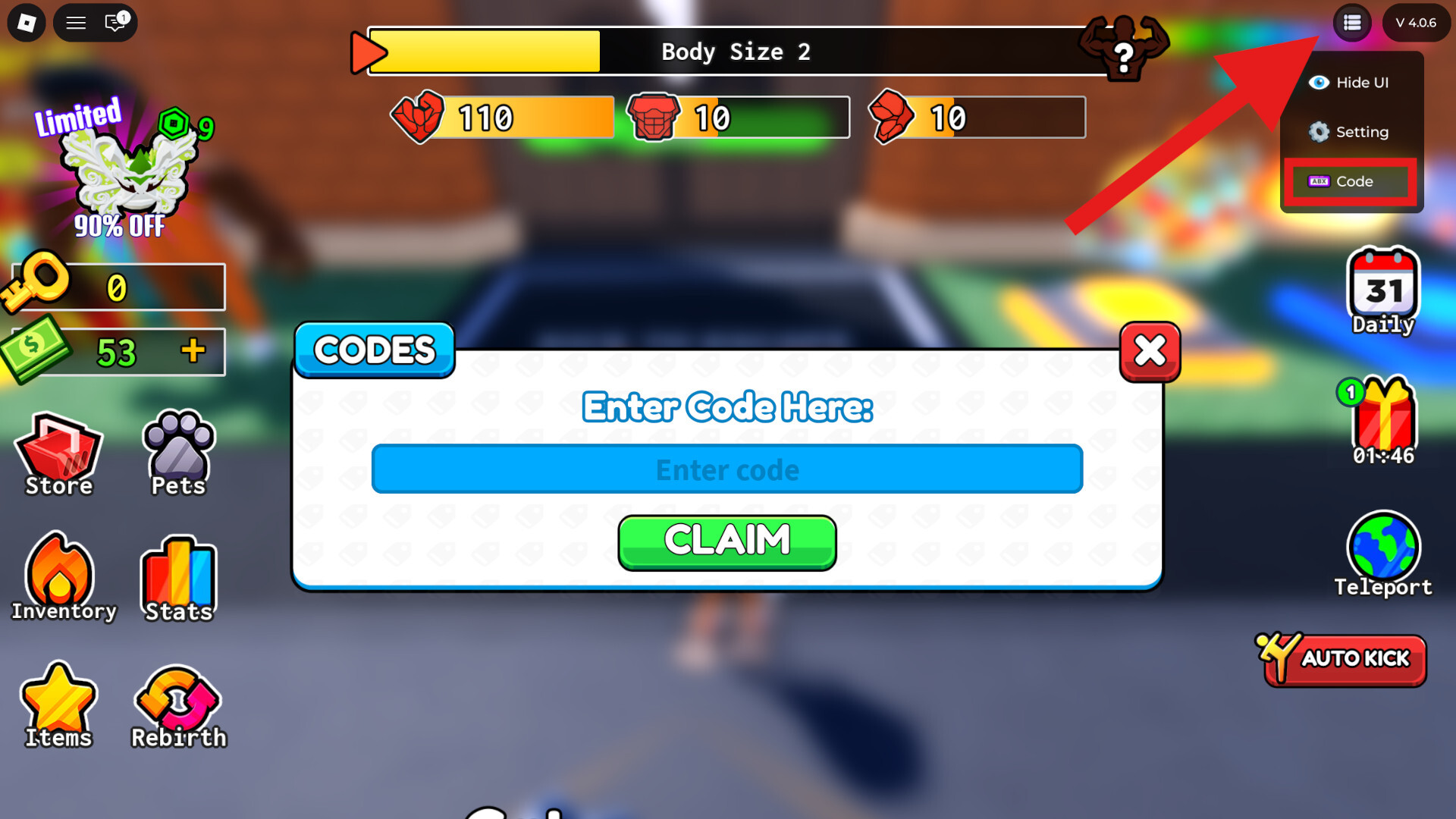 Code Redemption in Kick Door To Escape