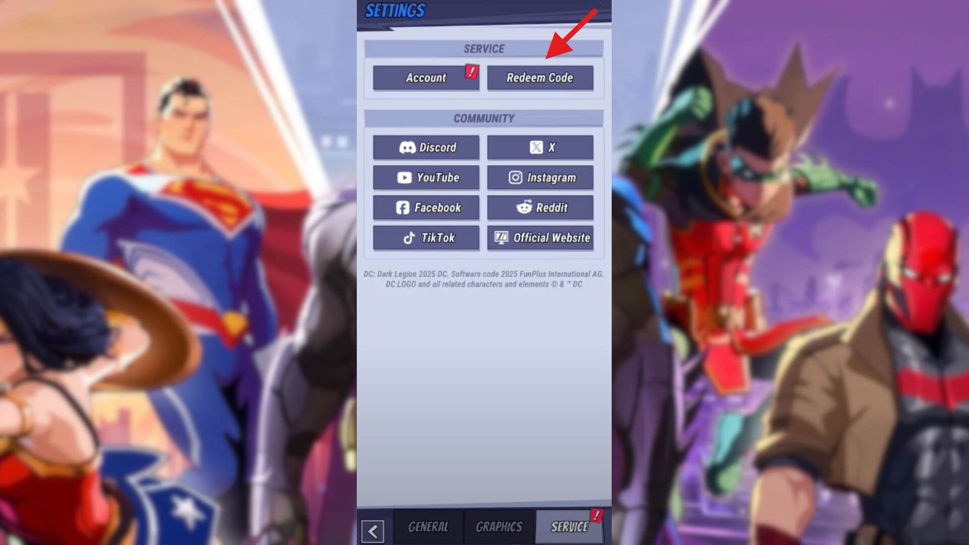 Code Redemption DC Dark Legion
