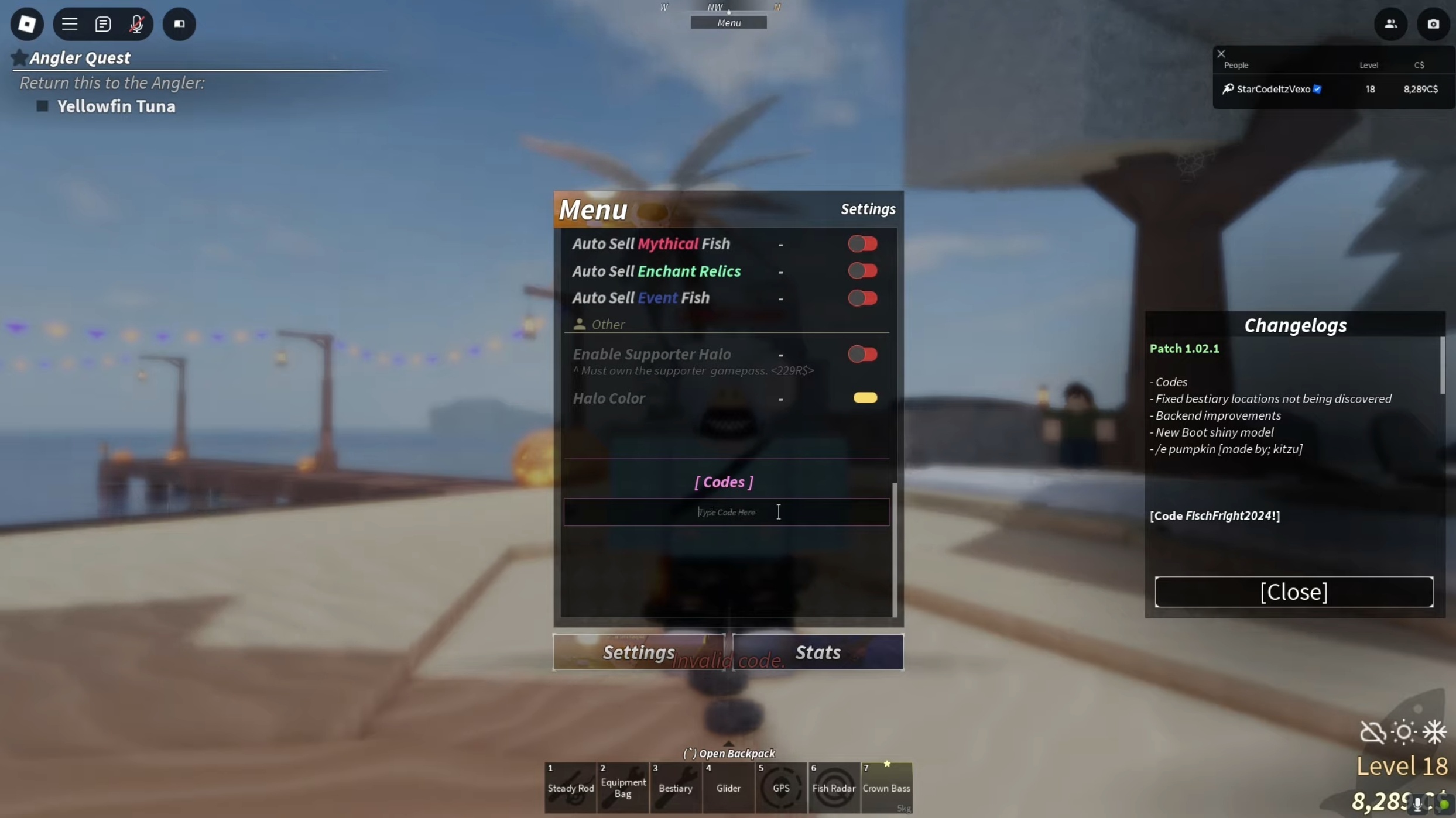 Code Redemption Roblox Fisch