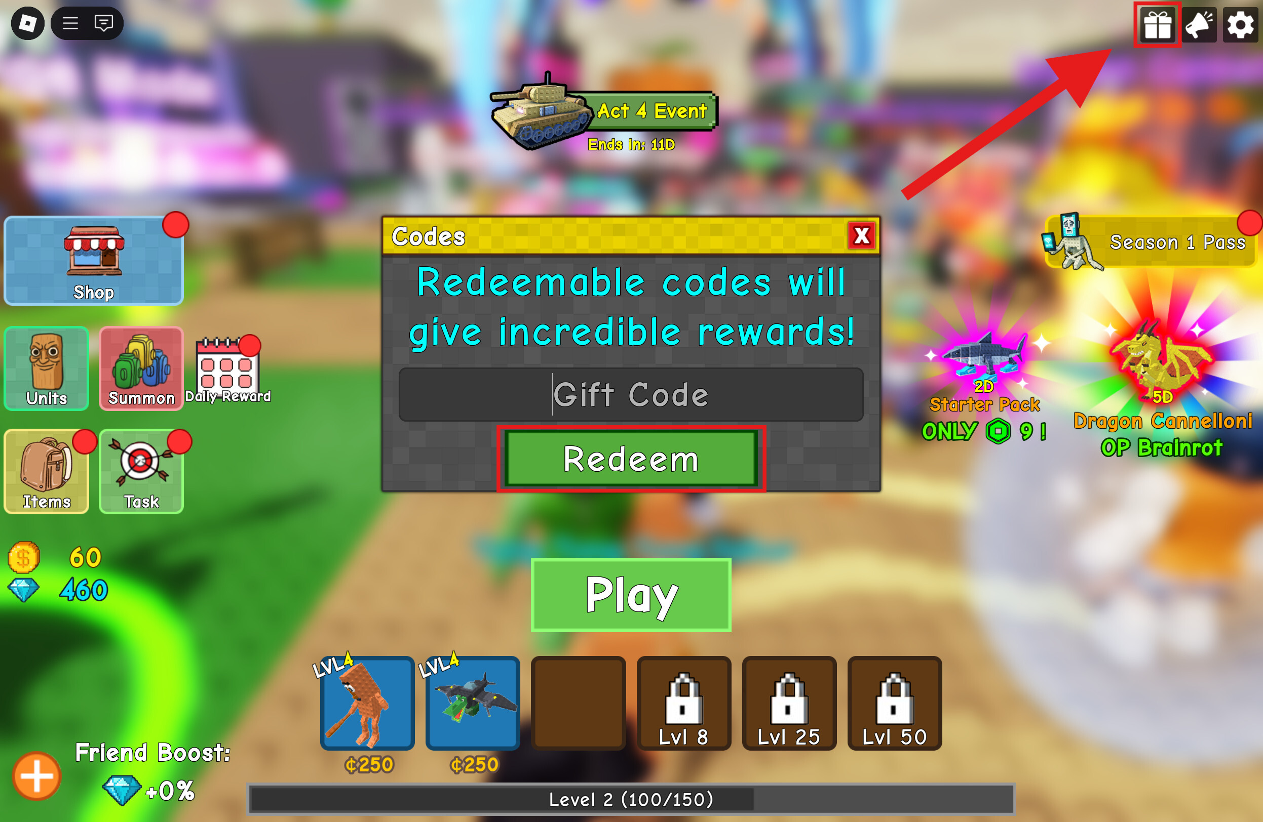 Codes Menu Brainrot Tower Defense