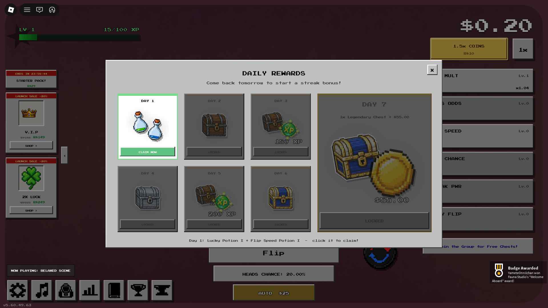 Coin Flip Daily Rewards