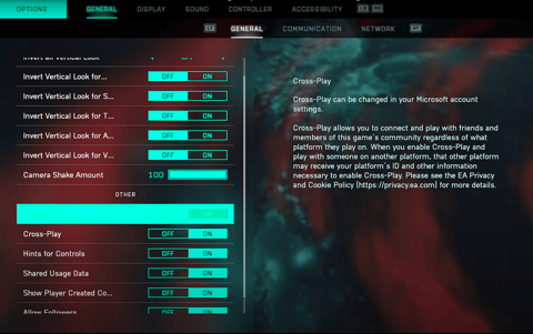 Crossplay Battlefield Menu