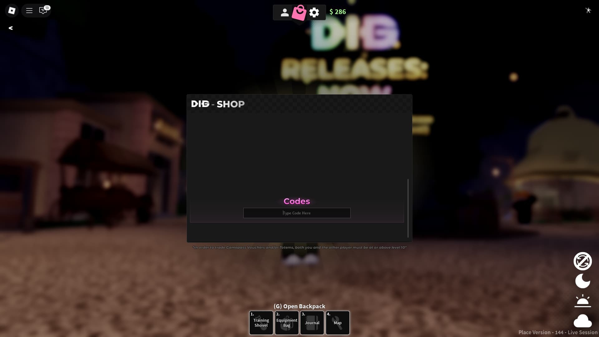 DIG how to redeem codes