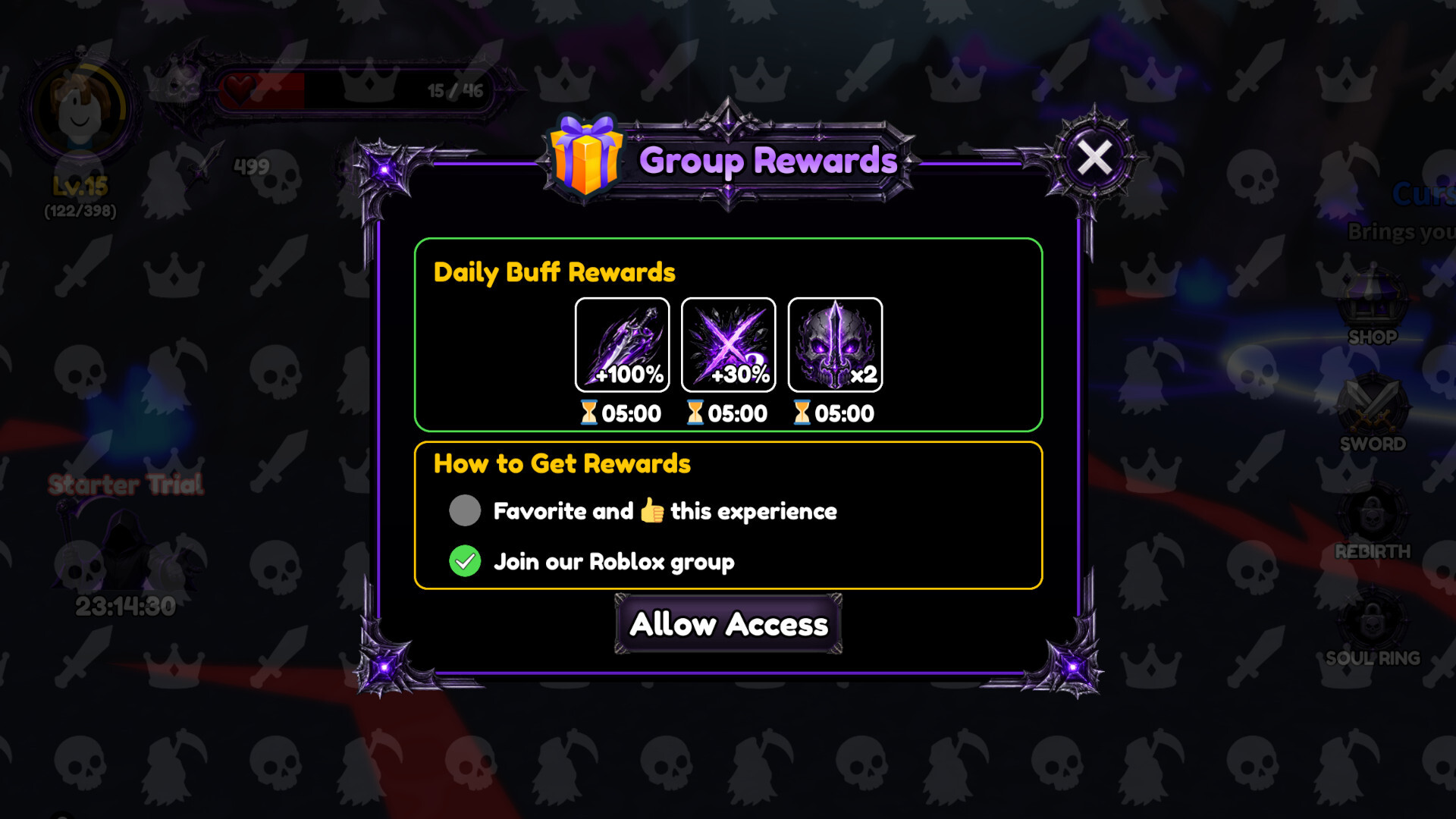 Daily Buff Rewards 1 DMG Per Revive