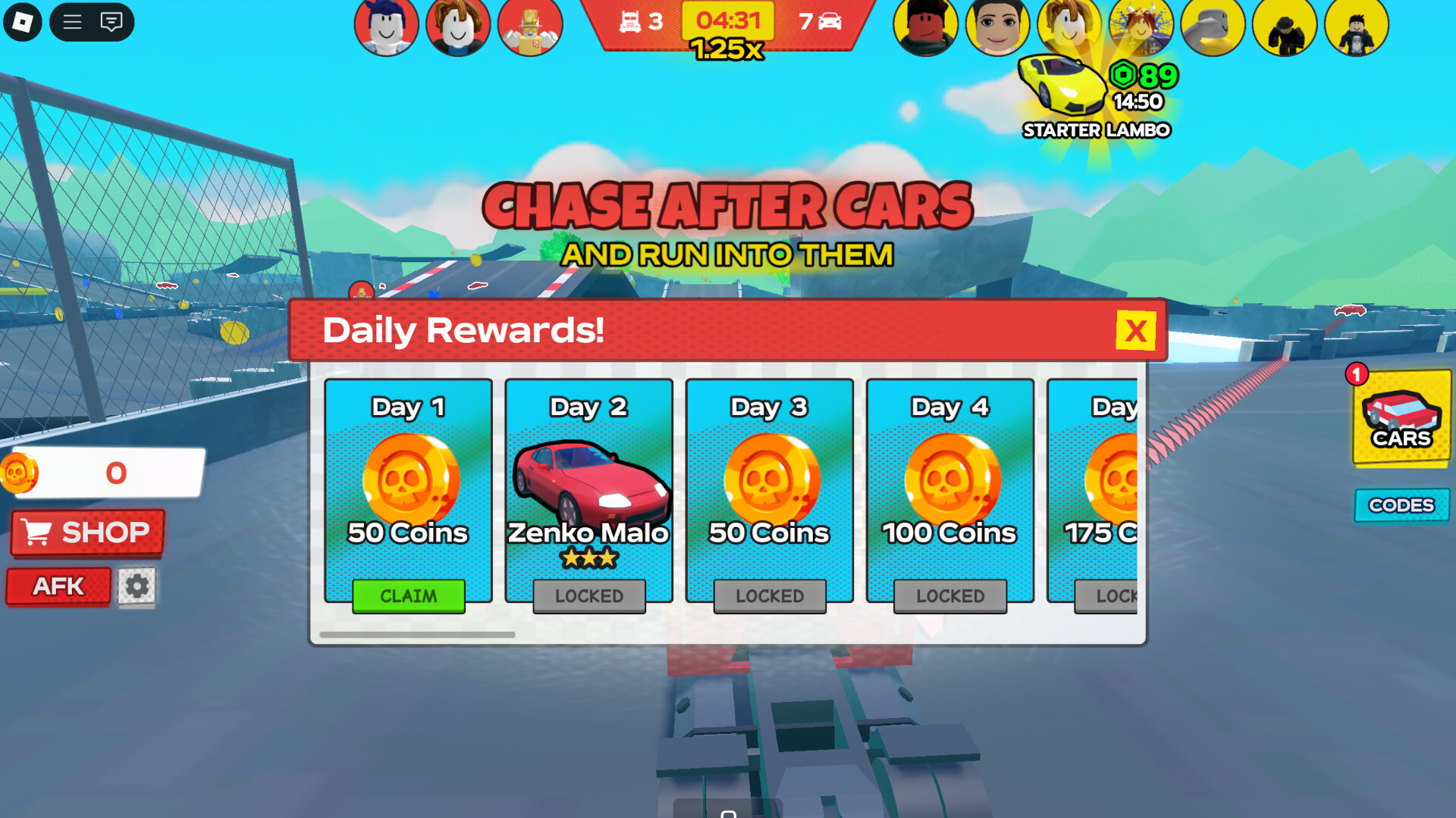Daily Rewards Cars vs Trucks