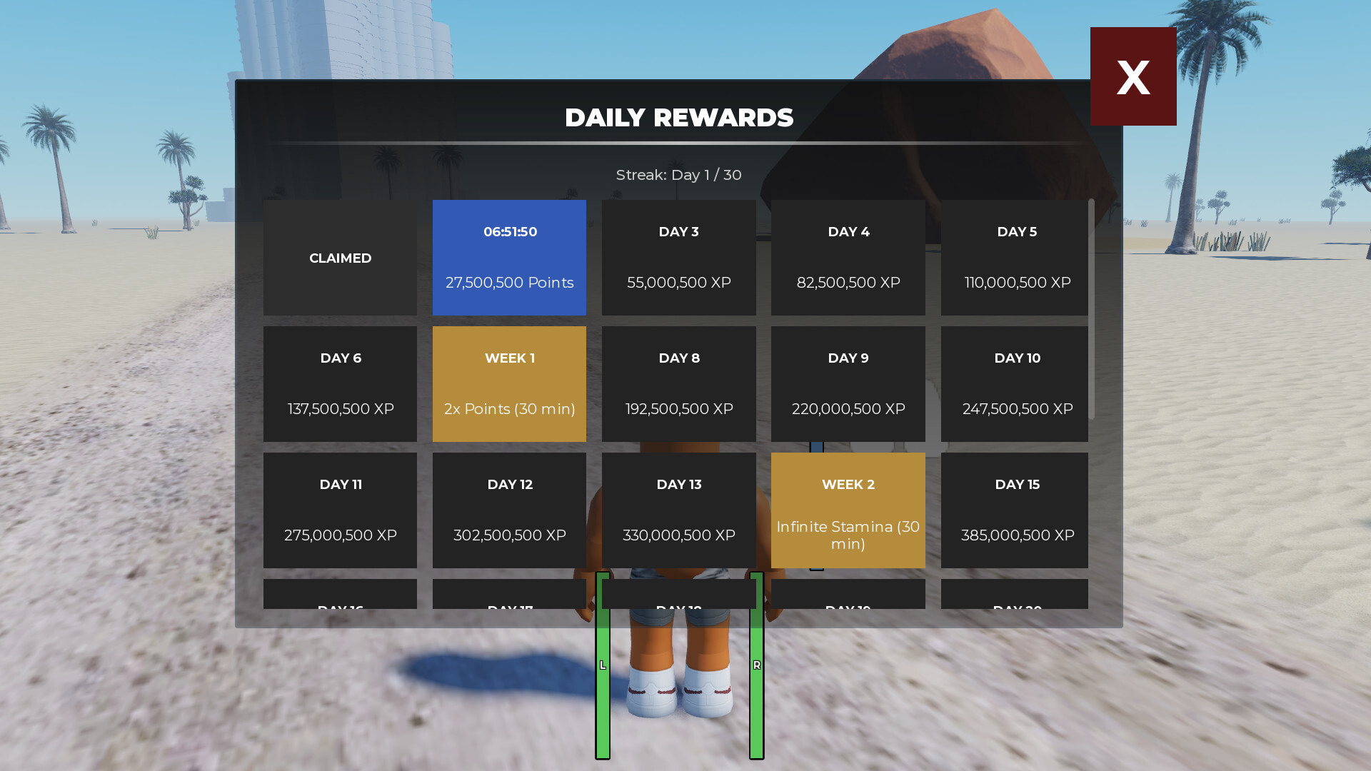 Daily Rewards Stay Hard Run