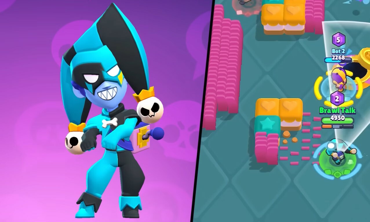 Brawl stars clown. Скин на Честера. Новый БРАВЛЕР. Новый скин тёмный Честер. Честер Brawl Stars.