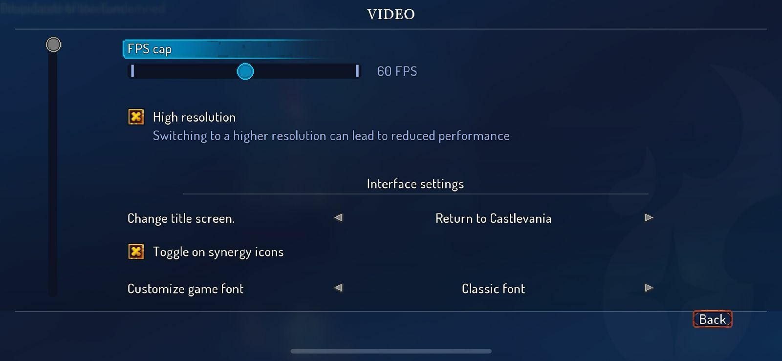 Dead Cells mobile settings