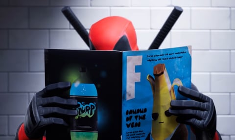 Deadpool reading Fortnite banana