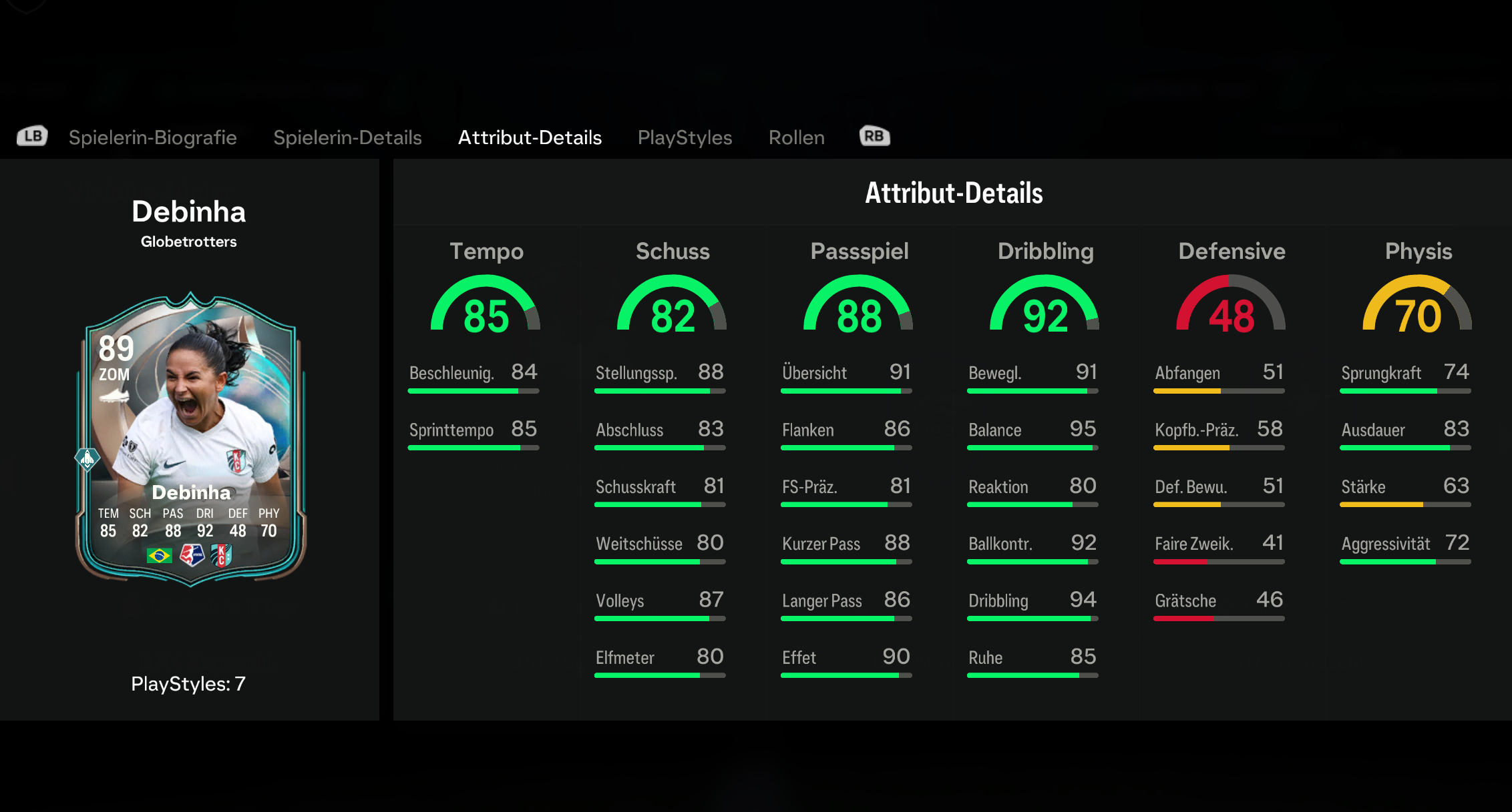 Debinha Stats