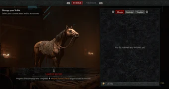 Diablo 4 Mounts Stable Menu