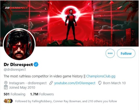 Dr Disrespect Youtube at Twitter