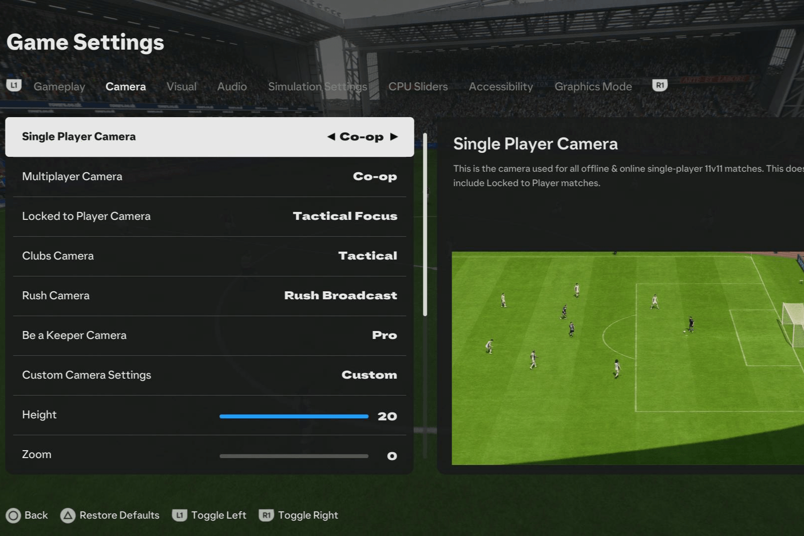 EA FC 25 Kamerasettings