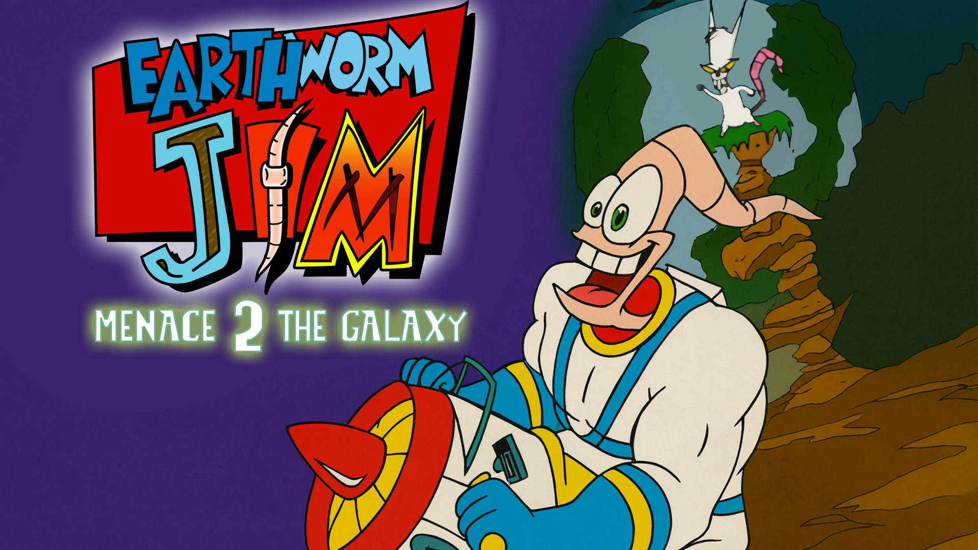 Earthworm Jim Menace 2 Galaxy Cover Art