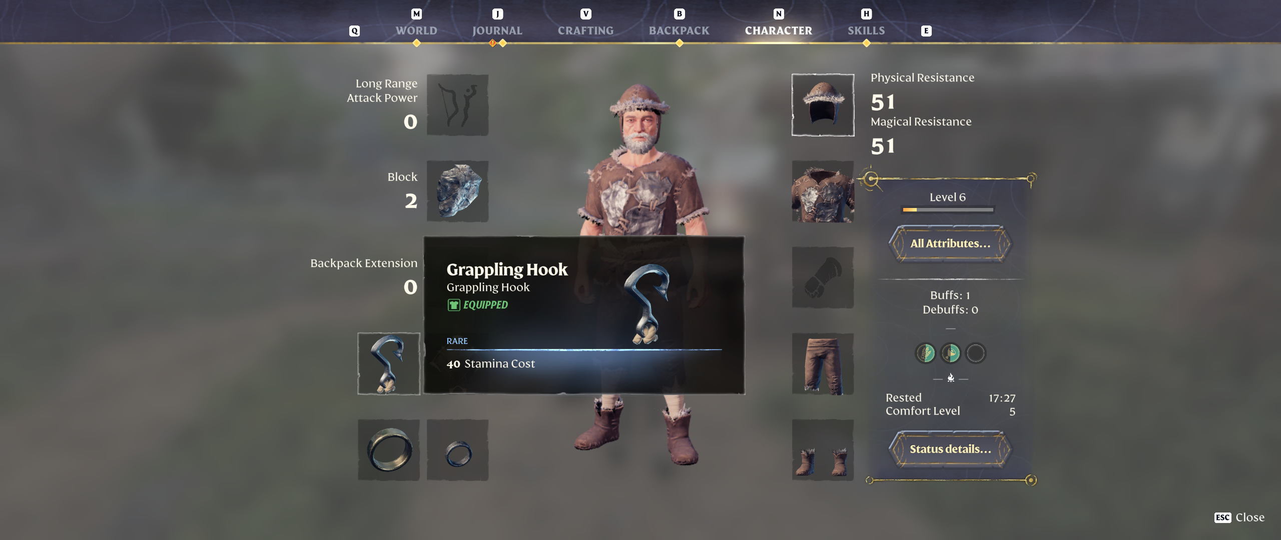 Enshrouded Guide Grappling Hook Menu